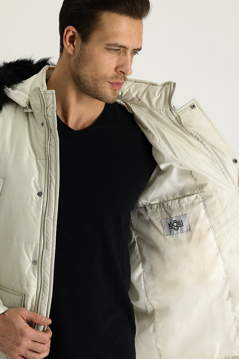 Medium Beige Hooded Sport Jacket
