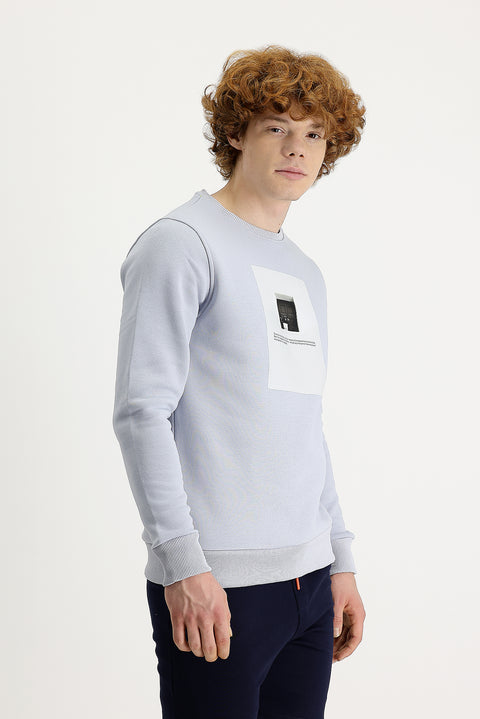 Taş Bisiklet Yaka İçi Polarlı Baskılı Sweatshirt