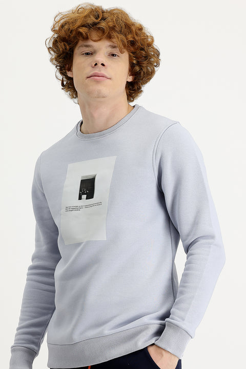 Taş Bisiklet Yaka İçi Polarlı Baskılı Sweatshirt