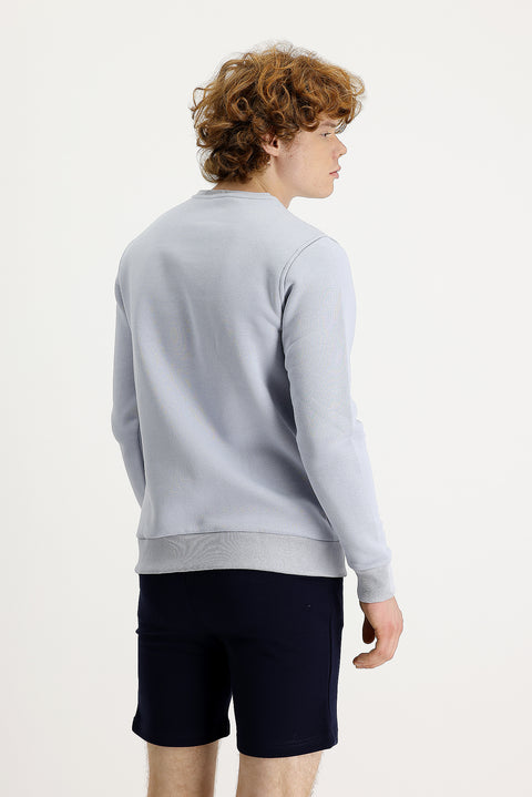 Taş Bisiklet Yaka İçi Polarlı Baskılı Sweatshirt