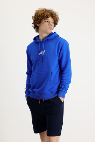  Saks Mavi Kapüşonlu Nakışlı Pamuklu Sweatshirt
