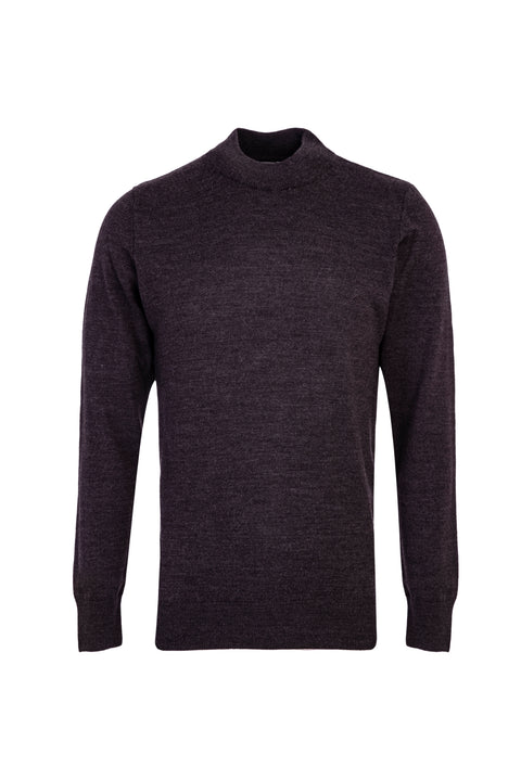 Dark Gray Melange Half Turtleneck Regular Fit Knit Sweater