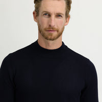 Medium Navy Half Turtleneck Regular Fit Knitted Sweater