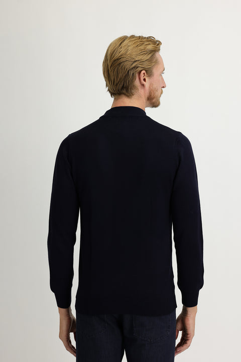 Medium Navy Half Turtleneck Regular Fit Knitted Sweater