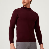 Dark Burgundy Half Turtleneck Regular Fit Knitted Sweater