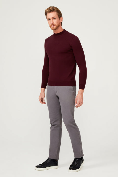 Dark Burgundy Half Turtleneck Regular Fit Knitted Sweater