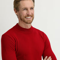 Red Half Turtleneck Regular Fit Knitted Sweater