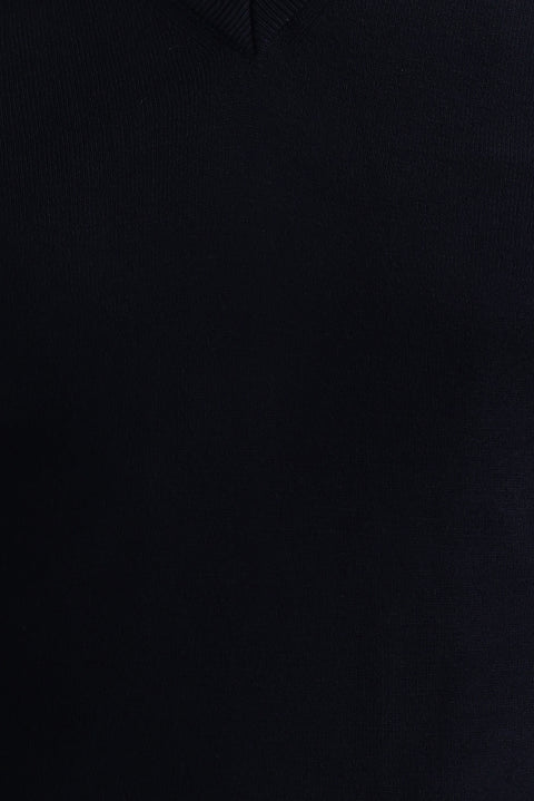 Medium Navy V-Neck Regular Fit Knitted Sweater
