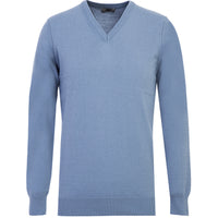 Sky Blue V-Neck Regular Fit Knitted Sweater