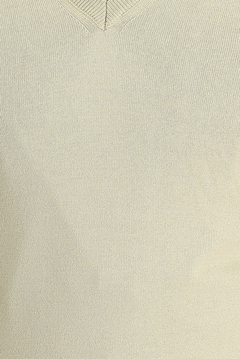 Koyu Bej V Yaka Regular Fit Triko Kazak