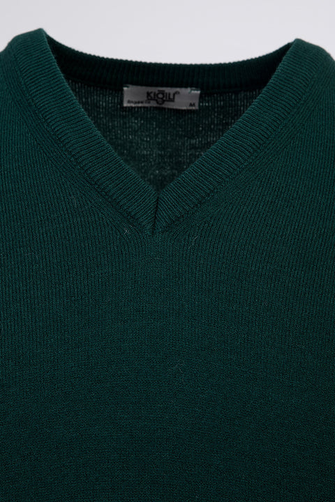 Light Petrol V-Neck Regular Fit Knitted Sweater