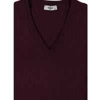Dark Burgundy Plus Size V-Neck Knit Sweater