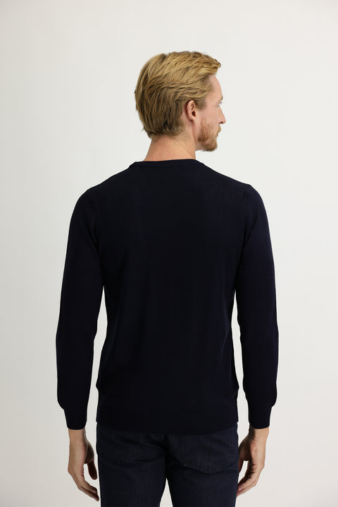 Medium Navy Crew Neck Regular Fit Knitted Sweater