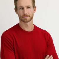Red Crew Neck Slim Fit Narrow Cut Knit Sweater