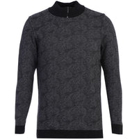 Light Black Half Turtleneck Regular Fit Patterned Knit Sweater