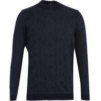 Dark Navy Semi-Turtleneck Regular Fit Patterned Knit Sweater