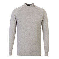 Medium Grey Semi-Turtleneck Regular Fit Zip-Up Patterned Cotton Knit Sweater