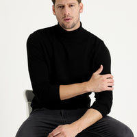 Black Turtleneck Slim Fit Narrow Cut Knit Sweater