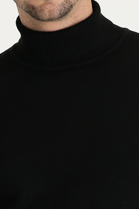 Black Turtleneck Slim Fit Narrow Cut Knit Sweater