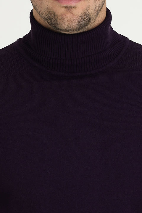 Mürdüm Balıkçı Yaka Slim Fit Dar Kesim Desenli Triko Kazak
