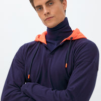 Medium Navy Hooded Knit/Cotton Sweatshirt