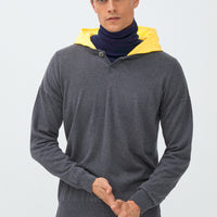 Orta Antrasit Kapüşonlu Triko/Pamuk Sweatshirt