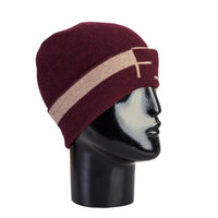Dark Burgundy Wool Patterned Beanie