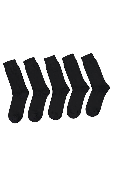 Black 5-Pack Plain Cotton Socks Set