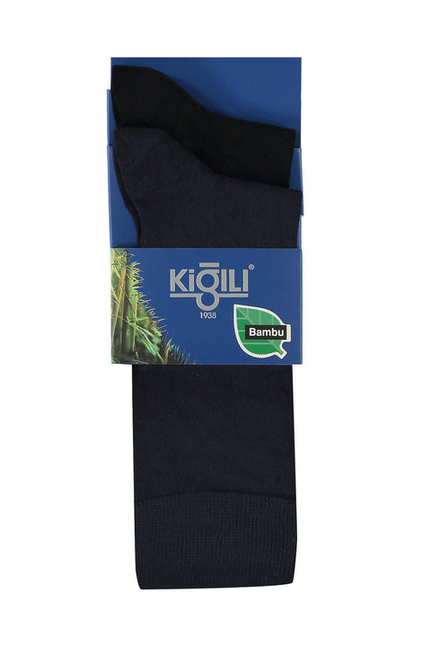Medium Navy Blue 2-Pack Plain Bamboo Socks