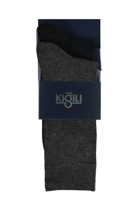 Medium Anthracite 2-Pack Plain Bamboo Sock Set
