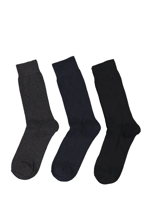 Black 3-Pack Patterned Cotton Socks Set