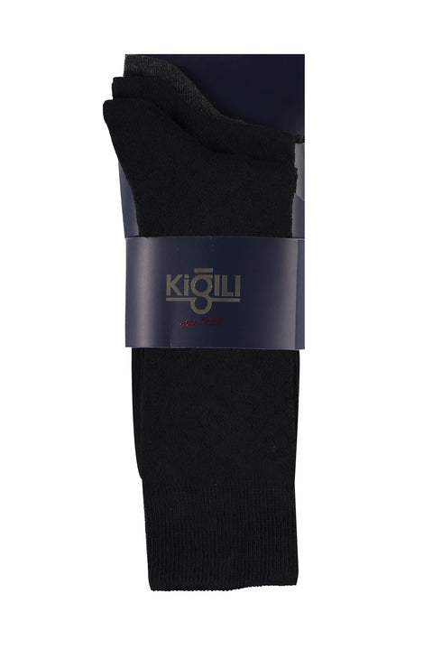 Black 3-Pack Plain Cotton Socks Set