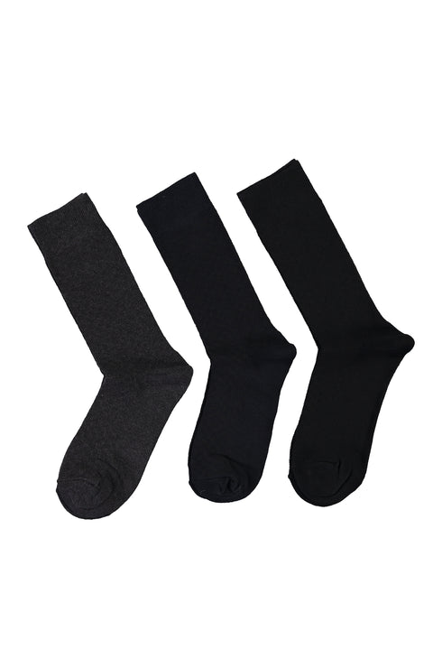 Black 3-Pack Plain Cotton Socks Set