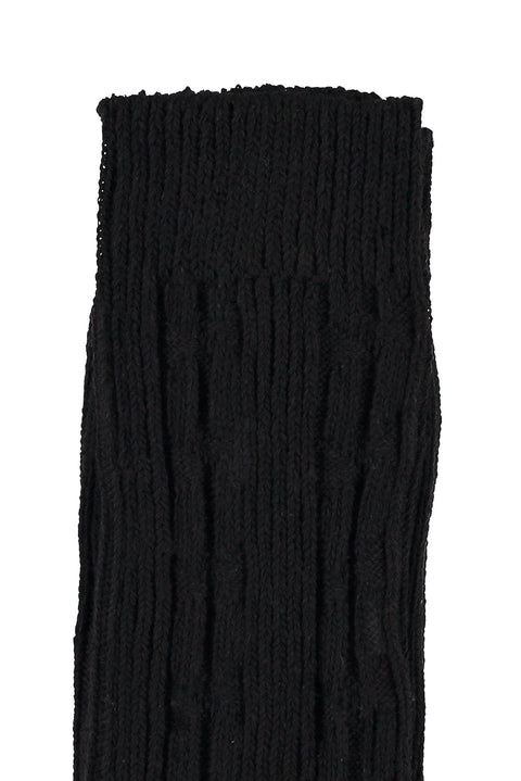 Black Patterned Knit Socks