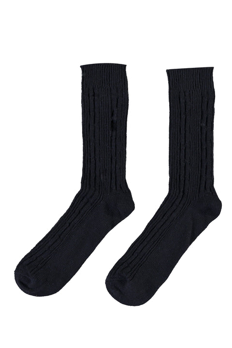 Medium Navy Patterned Knit Socks
