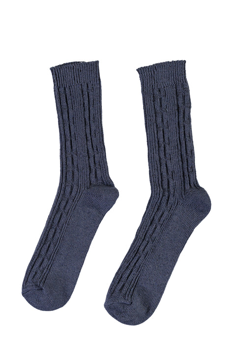 Indigo Patterned Knitted Socks