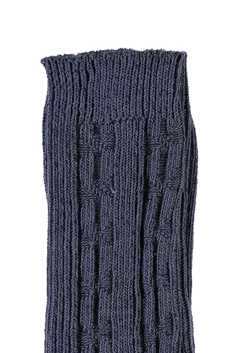 Indigo Patterned Knitted Socks