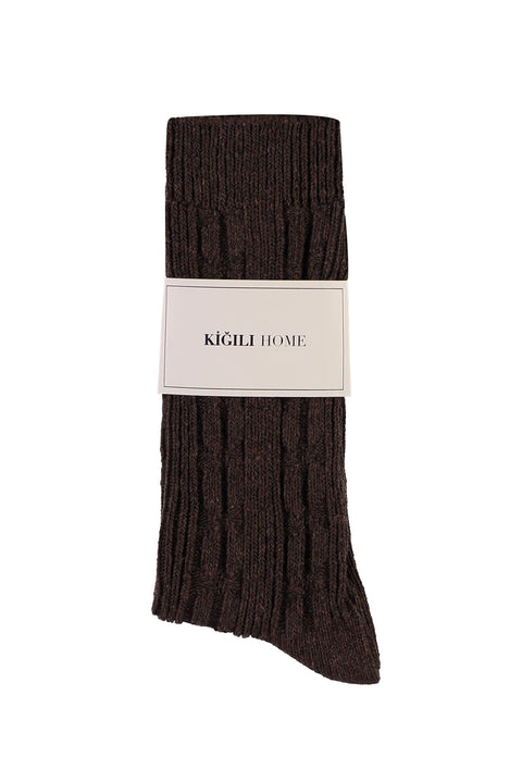 Medium Brown Patterned Knitted Socks
