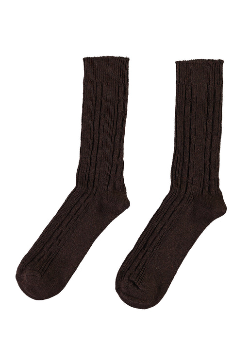 Medium Brown Patterned Knitted Socks