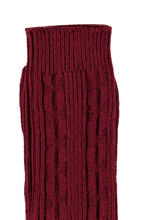 Dark Burgundy Patterned Knitted Socks
