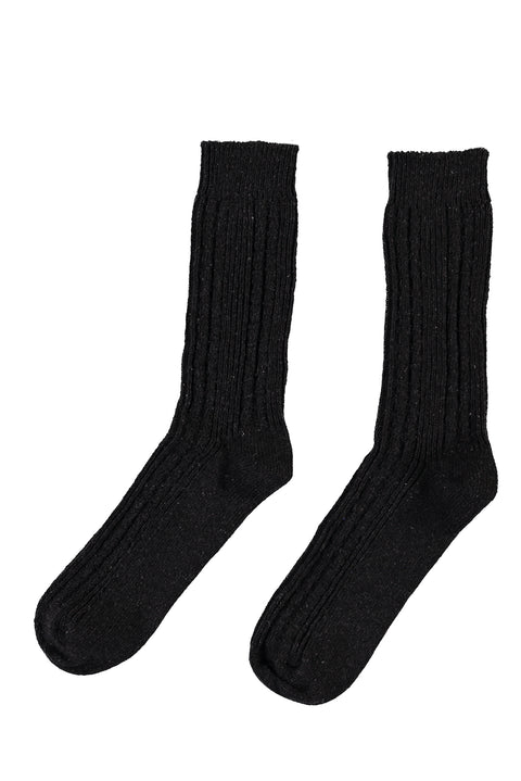 Medium Anthracite Patterned Knit Socks