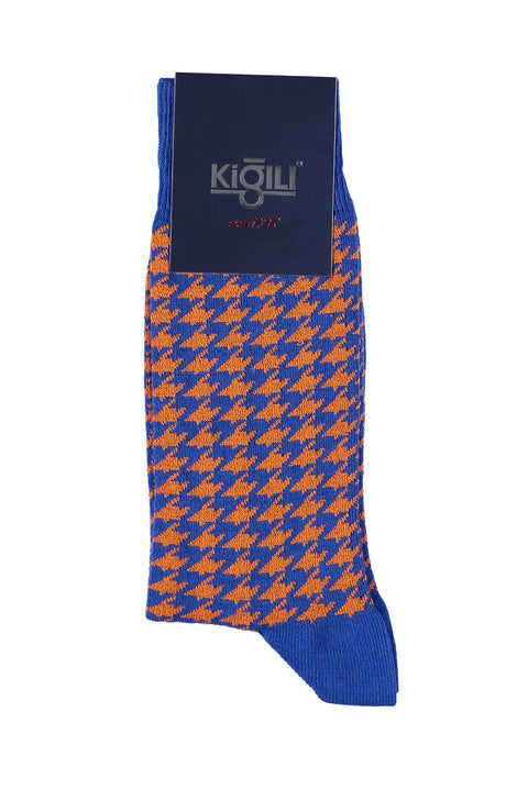 Navy Blue Cotton Patterned Socks