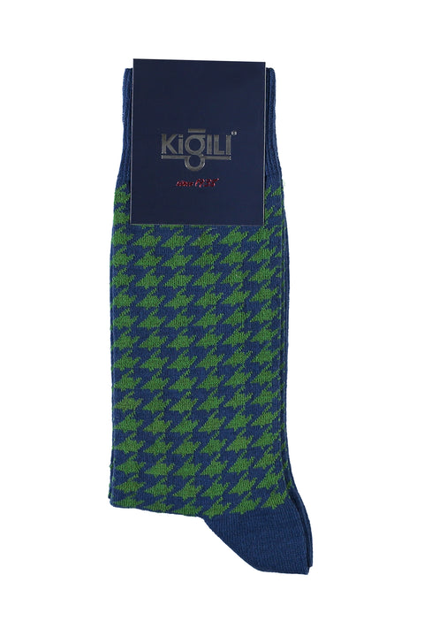Indigo Cotton Patterned Socks