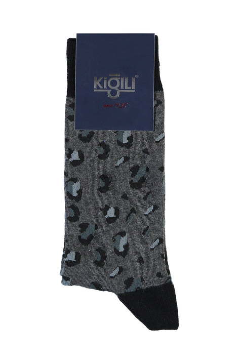Medium Gray Patterned Socks