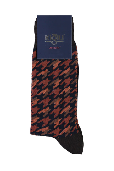 Medium Navy Patterned Socks
