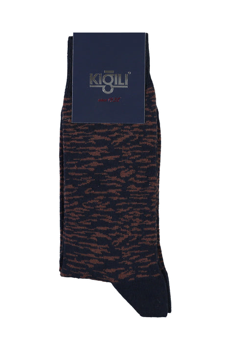 Medium Navy Patterned Socks
