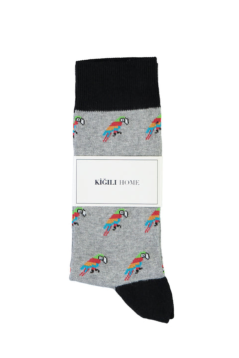 Light Grey Cotton Patterned Socks