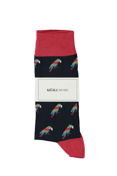 Medium Navy Patterned Socks