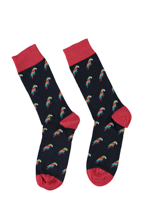Medium Navy Patterned Socks