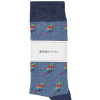 Blue Cotton Patterned Socks